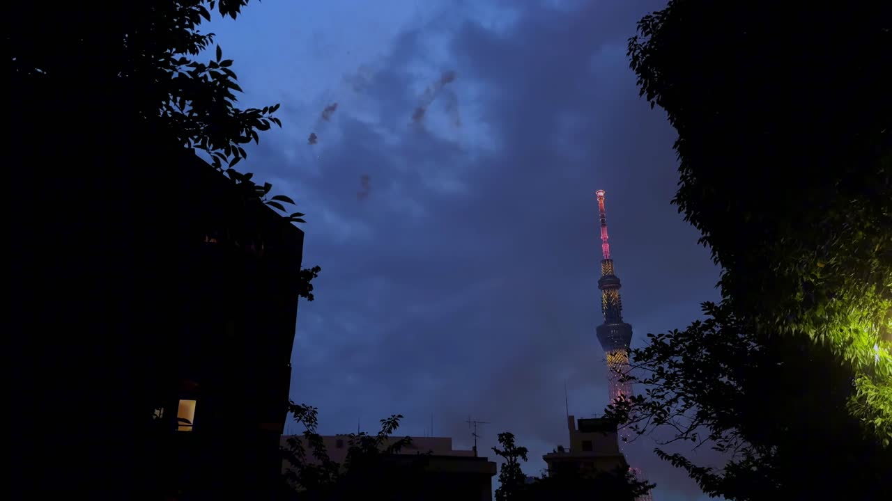 도쿄 위의 불꽃놀이