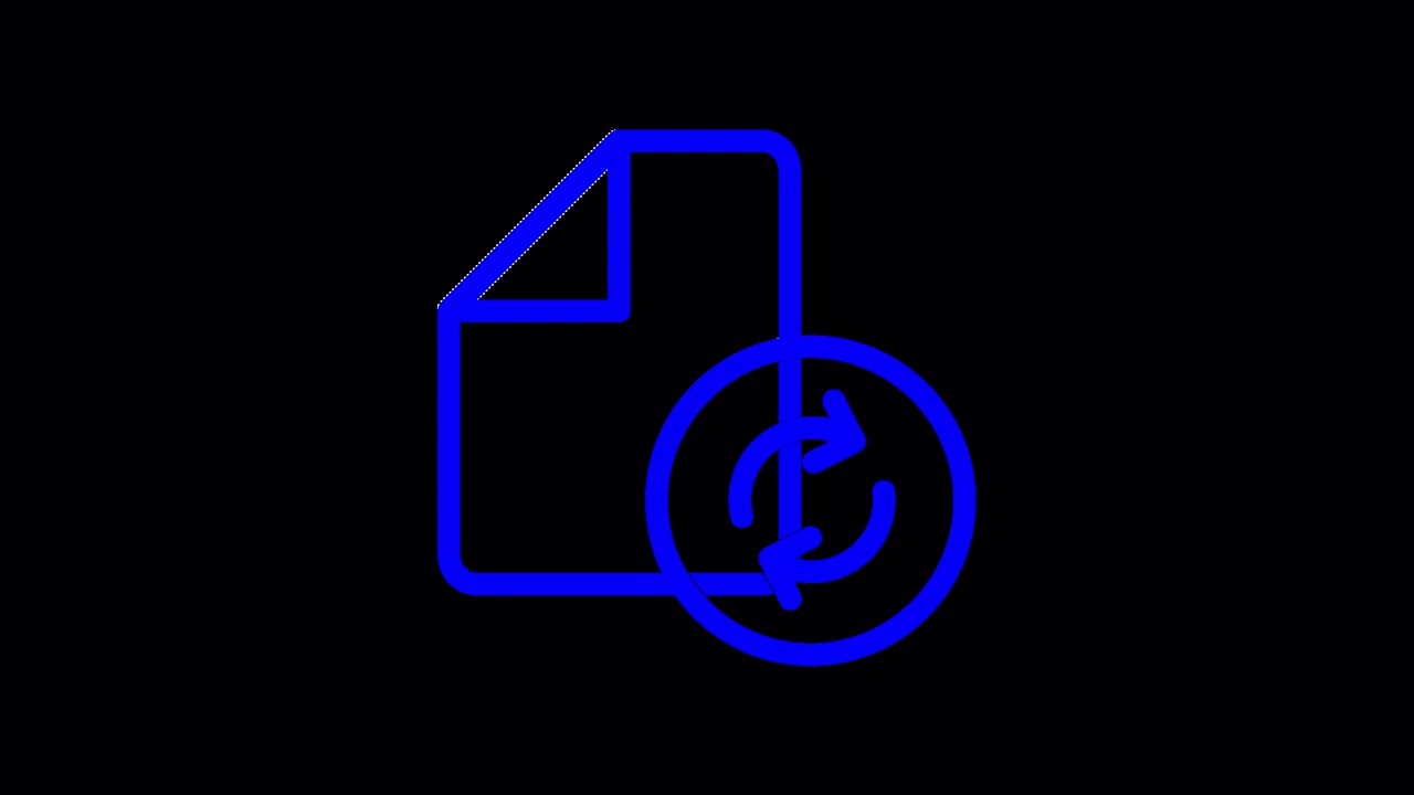 Animated Blue Document Icon with Rotating Refresh Arrows
