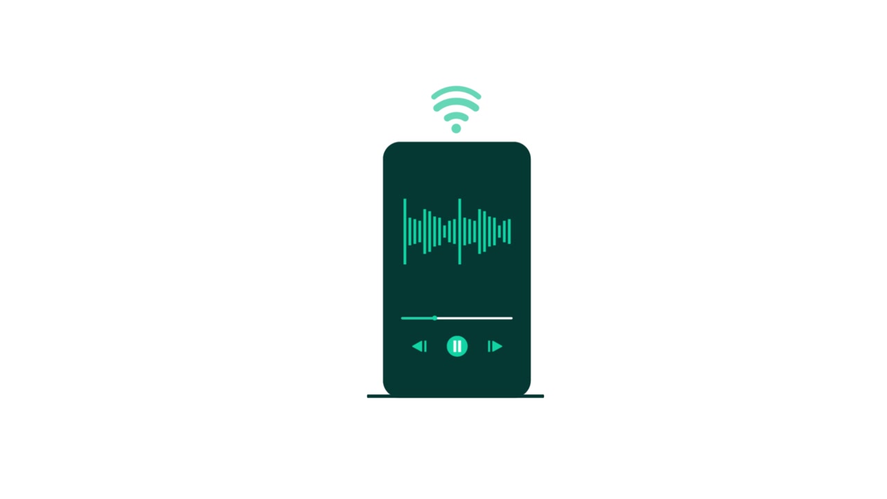 Animated Illustration of Smartphone Playing Audio with Wi-Fi