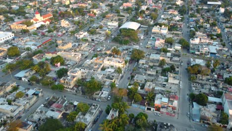 from the city to the beach, aerial view showing the mix of the urban footprint and the nature, playa del carmen