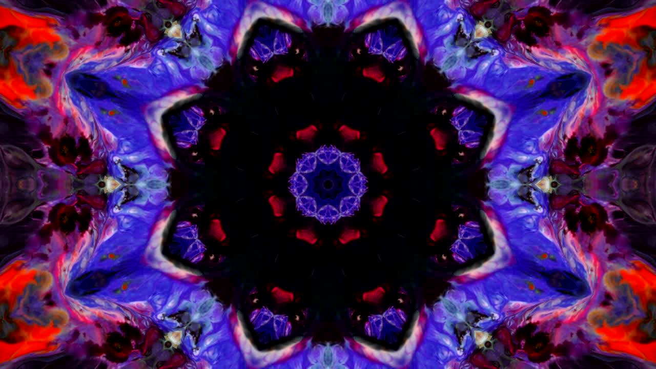 movimiento de caleidoscopio: círculos geométricos y formas de estrellas