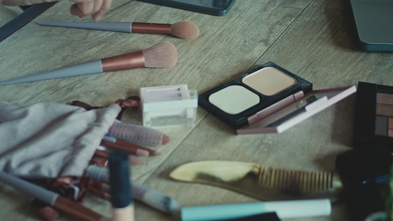 Woman getting ready with makeup