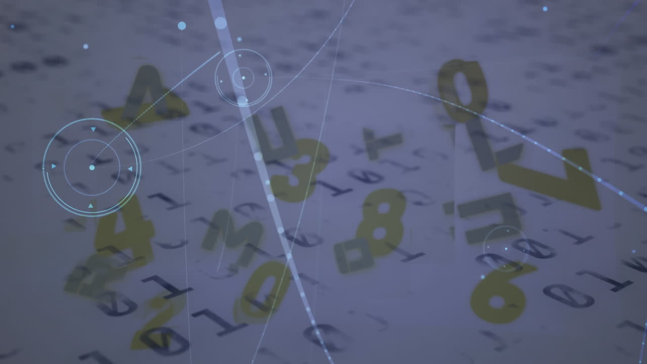 animación de la red de conexiones, números sobre codificación binaria