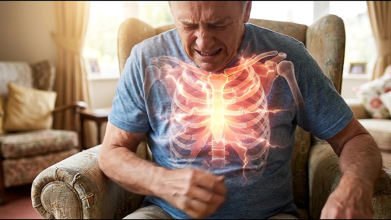 Anziano con forte dolore al petto e visualizzazione medica