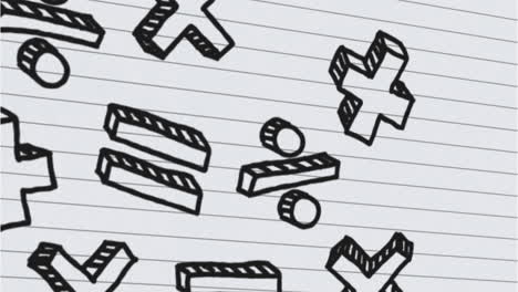 Mathematical symbols against white lined paper