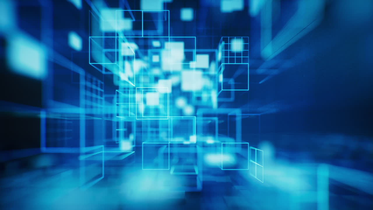 ciberespacio digital con líneas cruzadas brillantes, renderización en 3d.