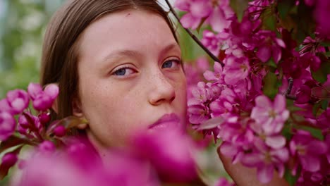 girl in pink flowers