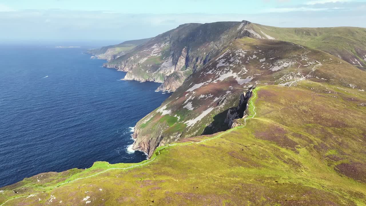 Hike to the Slieve League Cliffs in Co. Donegal, Ireland. Wild Atlantatic Way. Aerial