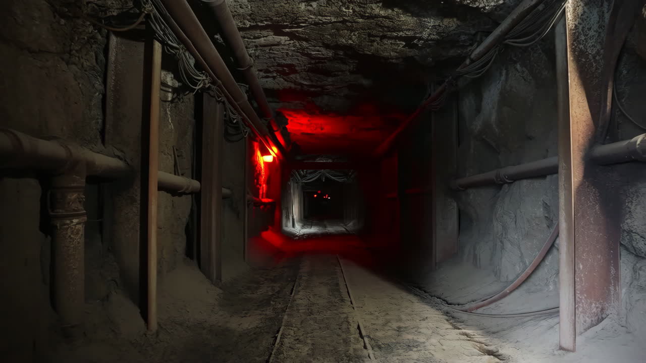 Dark and Dusty Mine Tunnel