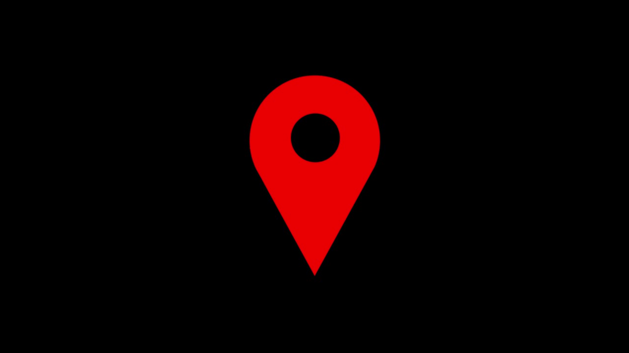 местоположение штифта на черном фоне