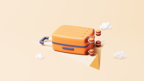 loop animation of cartoon style luggage with travel theme, 3d rendering.