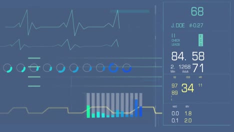 interfaz digital con ritmo cardíaco y barras