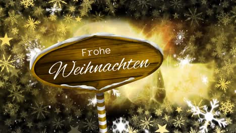 frohe weihnachten written written on yellow sign board