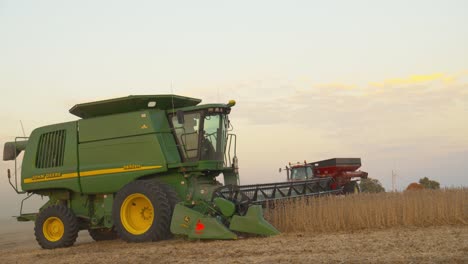 midwest farm being harvested in the brisk october early evening