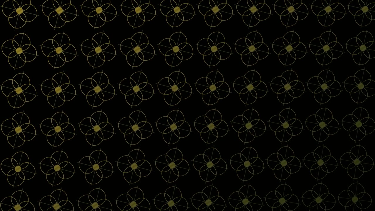 Animated Gold Geometric Flower Pattern on Black Background