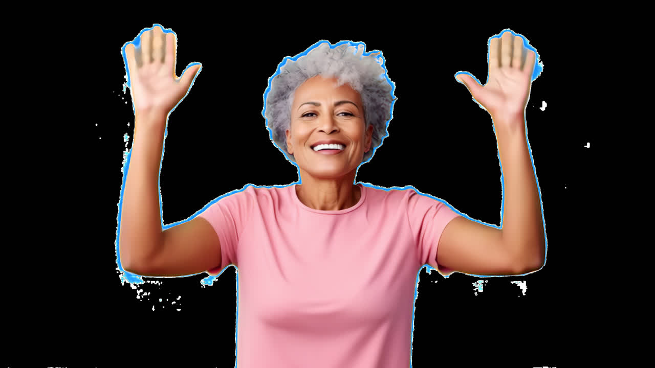 Smiling woman in pink shirt animation isolated asset, transparent 4K video, alpha channel, ProRes