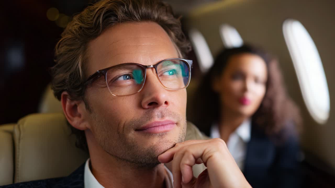 A Thoughtful Moment: Reflecting on the Journey Ahead While Traveling in Comfort and Style on a Private Jet, Where Every Detail Contributes to a Unique Experience Full of Inspiration and Opportunity
