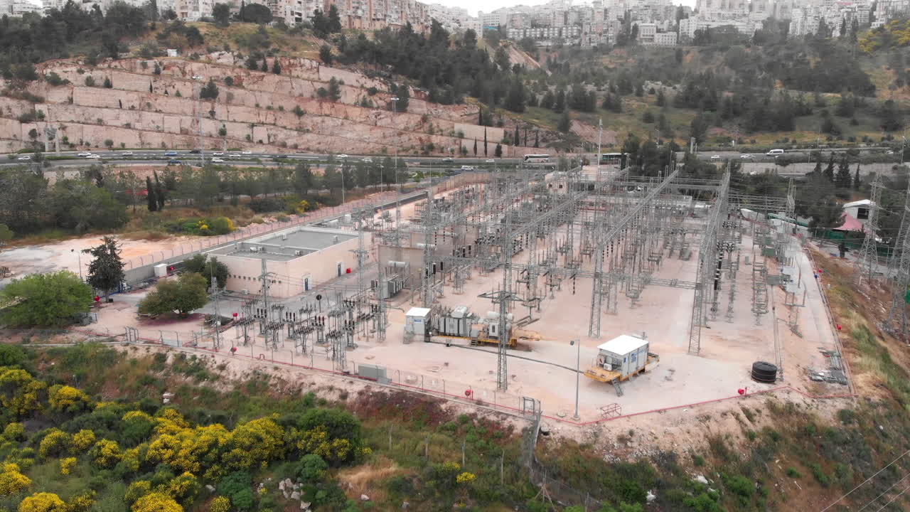 Flying over power station