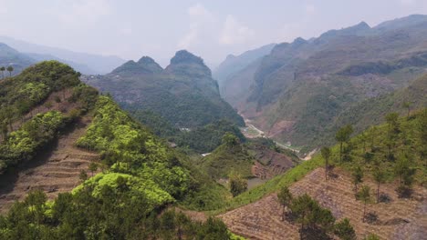 aerial view of mountain valley landscape