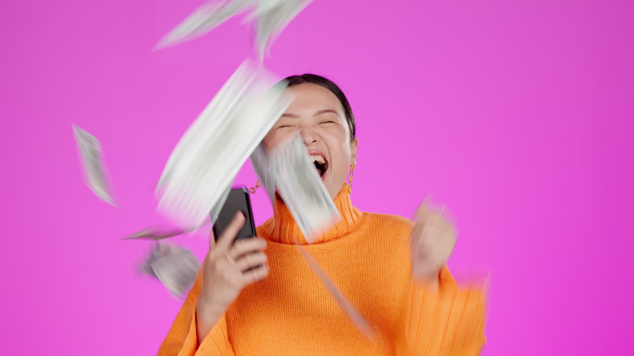 스튜디오에서 격리 된 전화로 아시아 돈을 이기는