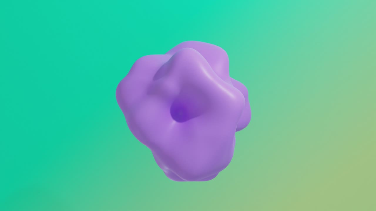 morphing fluid 4k animación de bucle sin costuras. objeto de concha amorfo en un fondo de luz suave