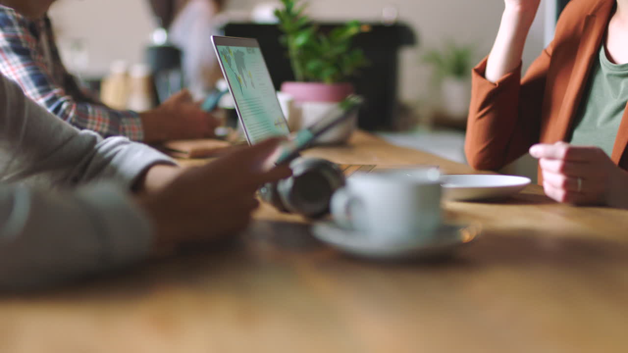 Coworking, coffee and business people at a table
