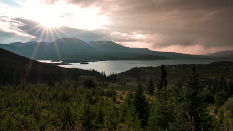 timelapse of dense storm clouds passing over dillon reservoir in colorado's rocky mountains