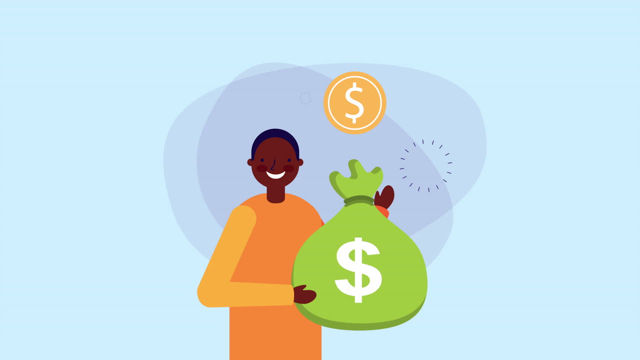 afro businessman worker with coins money