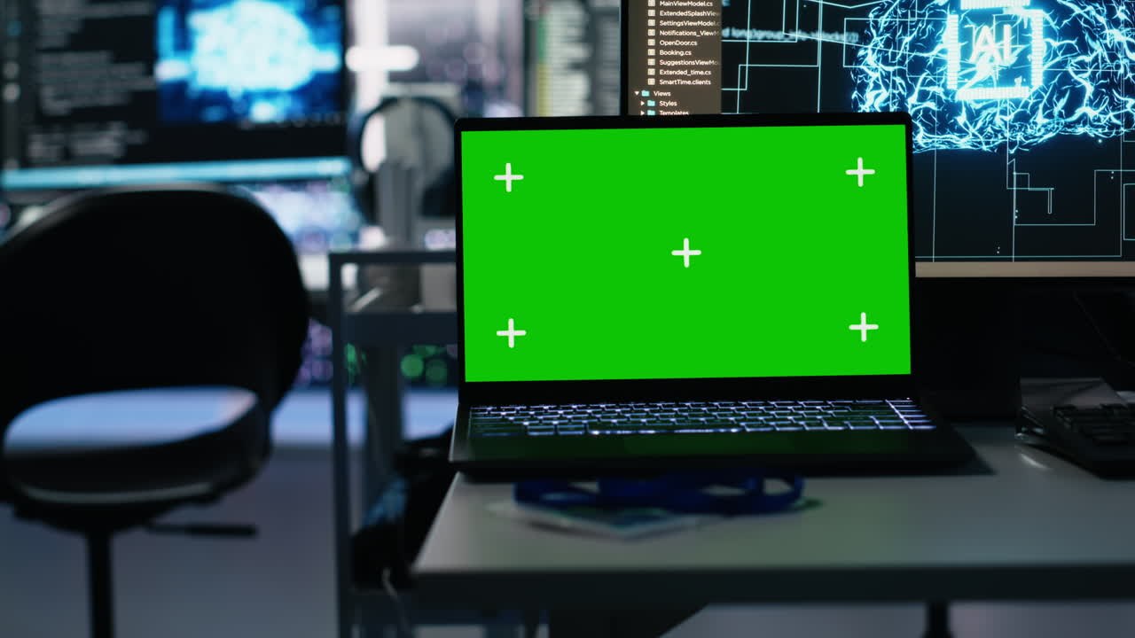 Close Up Of Mockup Notebook In Data Center Supporting Ai Training Workflows