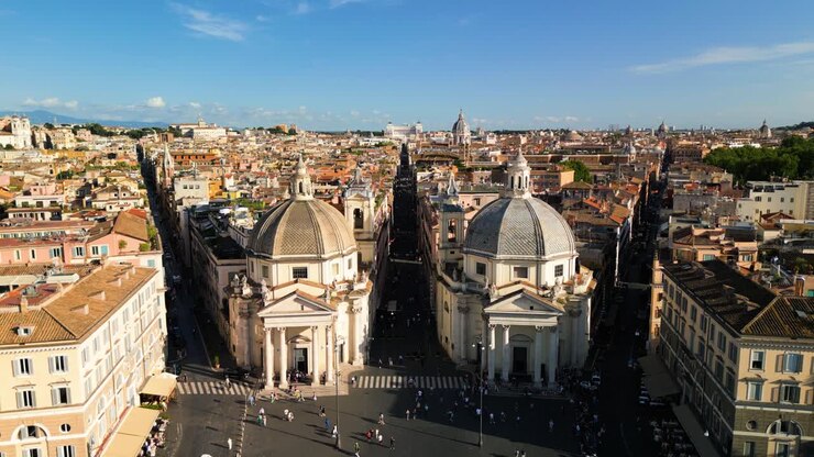Un drone scende per rivelare l'antico Obelisco Flaminio