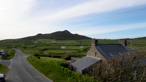 welsh village and carn llidi hill in background