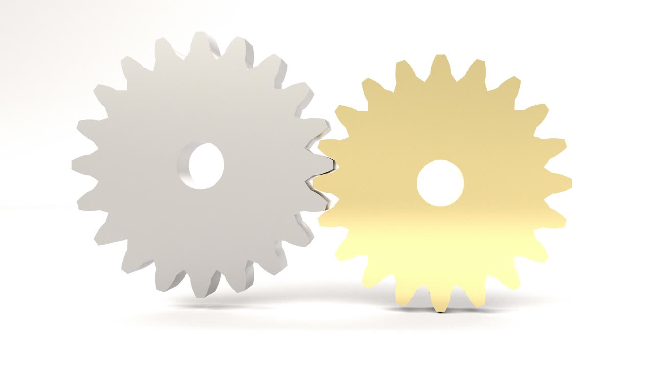 Metal gold gear wheel Industrial technology concept able to loop seamless 4k