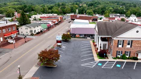 mountain city tennessee downtown aerial push in