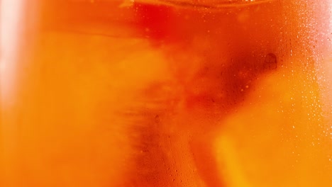 close-up view of aperol spritz with ice