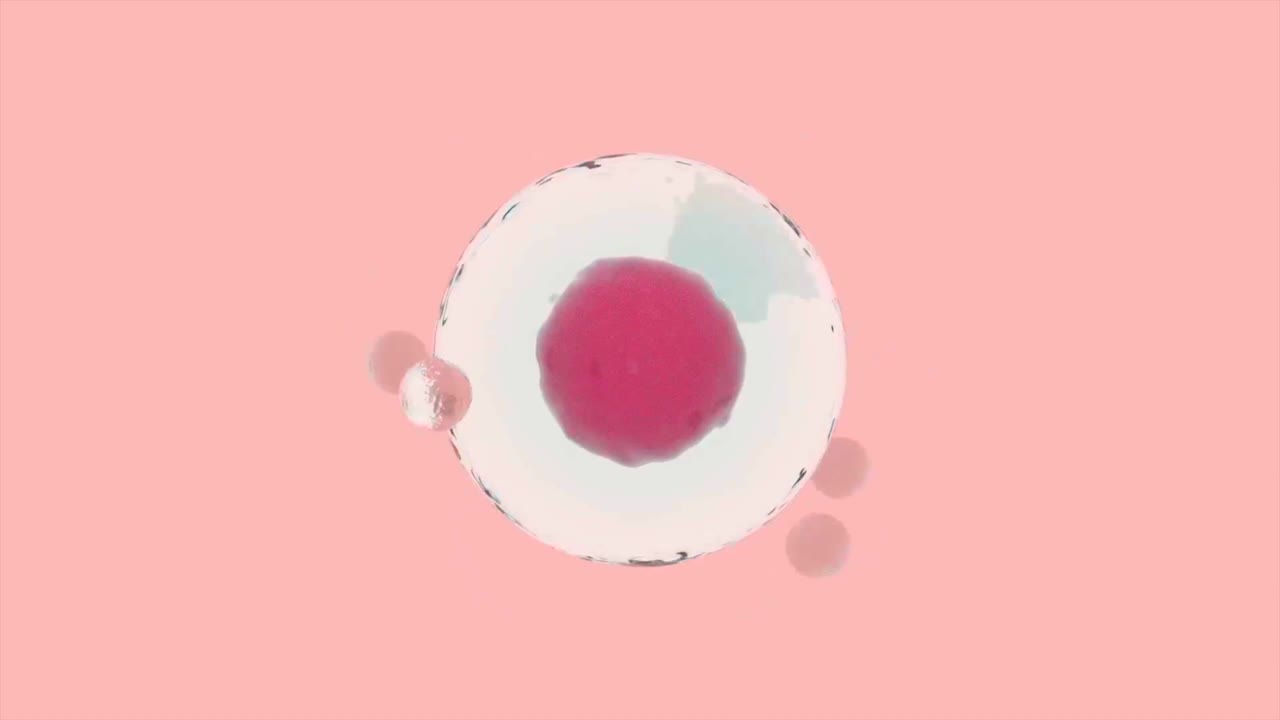 Animation of movement of atoms around molecule. Design. Chaotic movements and collisions of particles of atoms around molecule. Beautiful illustration of moving atoms or cells