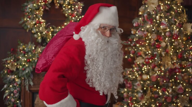 Санта-Клаус с подарочной сумкой