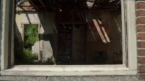 abandoned house interior view through window