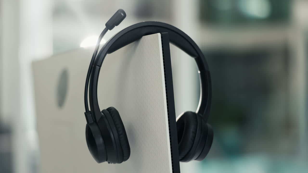 Headphones on a Computer Monitor