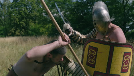 roman gladiators in re-enactment