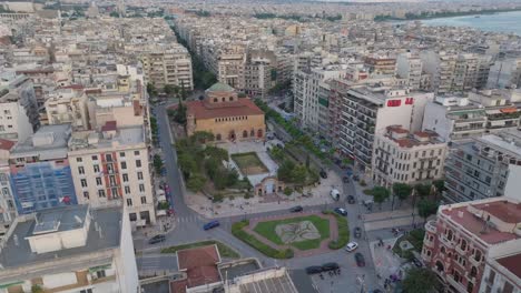 aerial view of athens city with church and square
