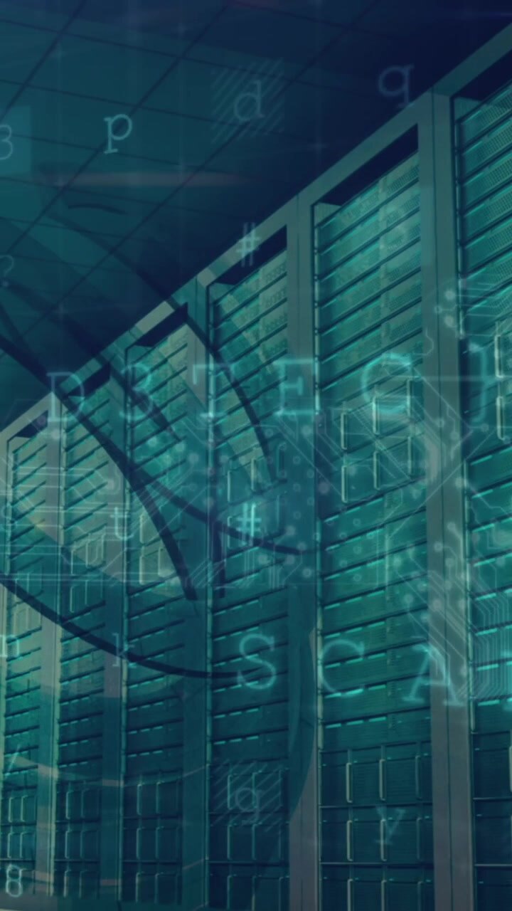 Animation of cyber attack warning over server room