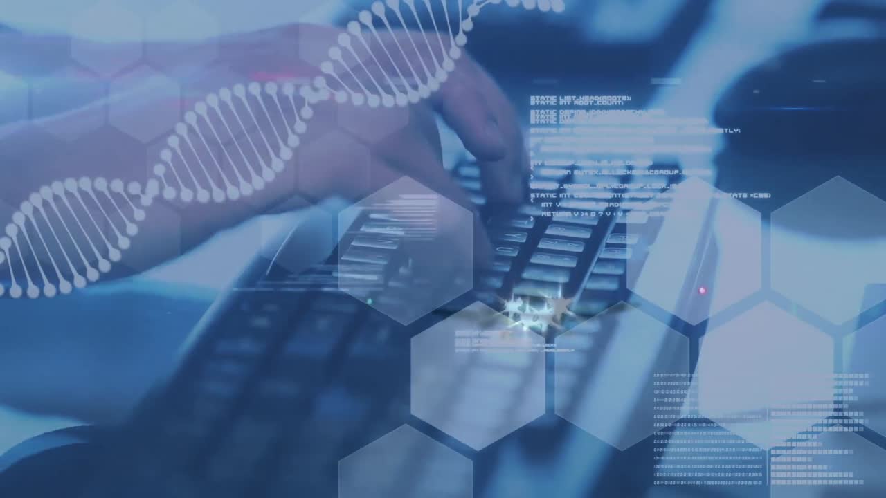 animación del procesamiento de datos con las manos usando computadora