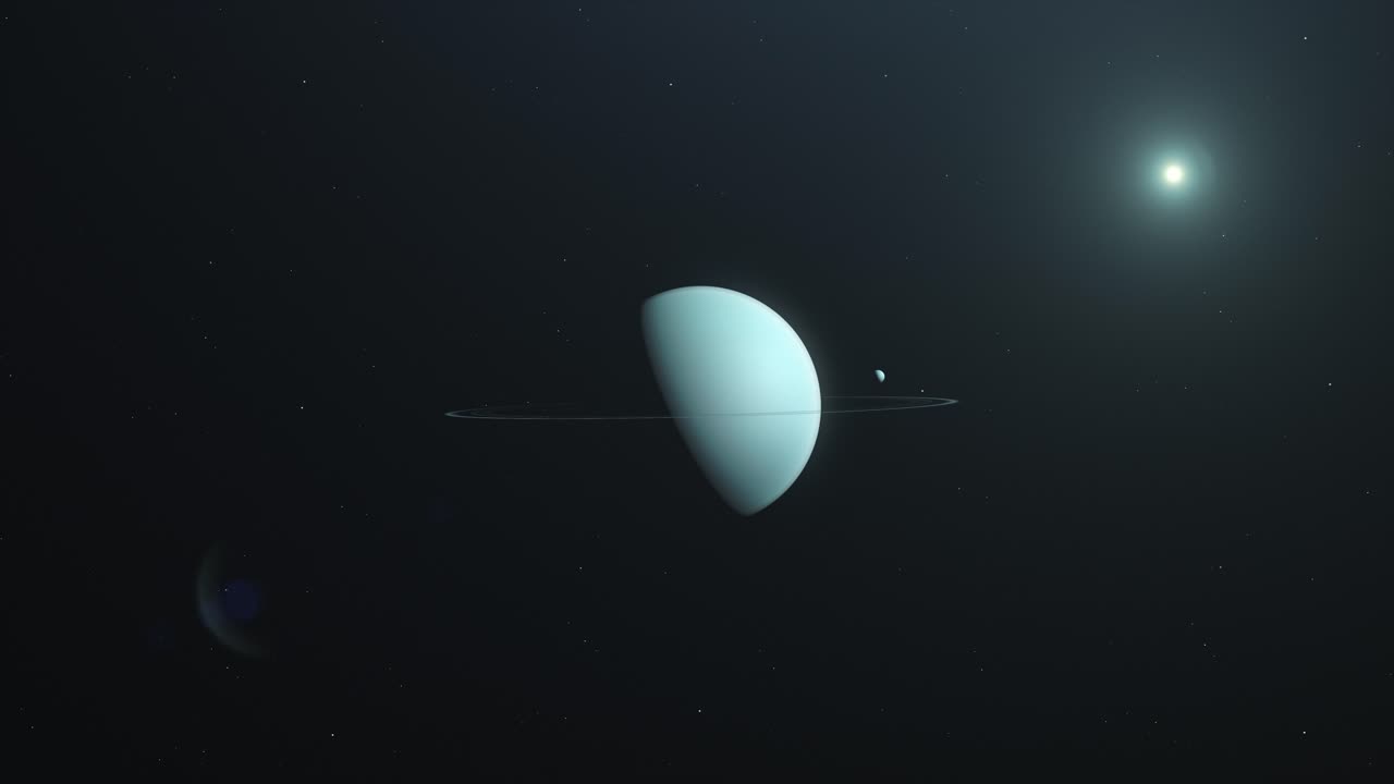 animación de zoom-out del planeta urano en el espacio exterior
