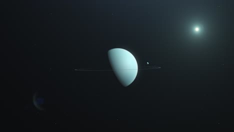 zoom-out animation of planet uranus in outerspace