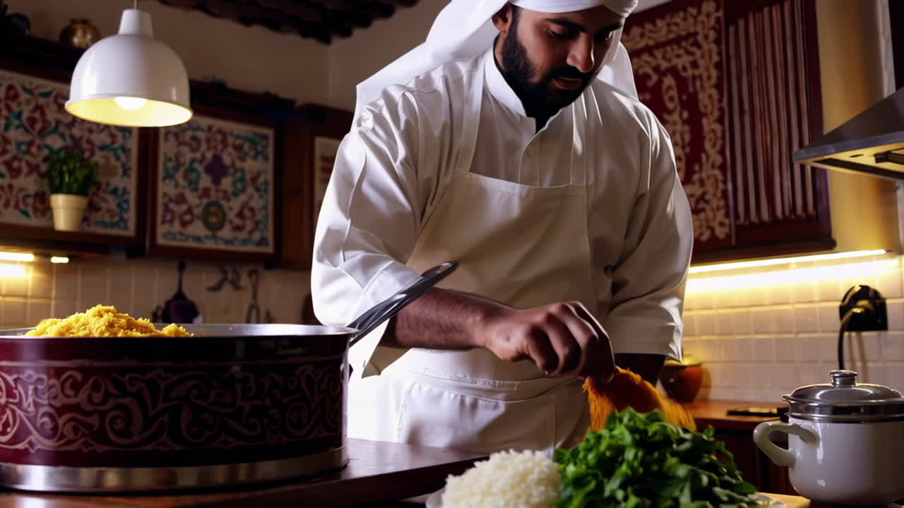 Arab Chef Preparing Food
