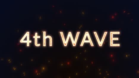 the fourth wave with fire particles - smooth modern and clean title text intro animation on black background with fiery yellow-orange font