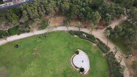 Aerial-view-of-Spiegel-Park-in-Tel-Aviv,-Israel