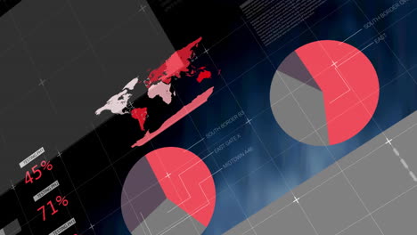 animación del procesamiento de datos financieros sobre un fondo azul