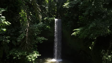 hidden waterfall in lush tropical jungle