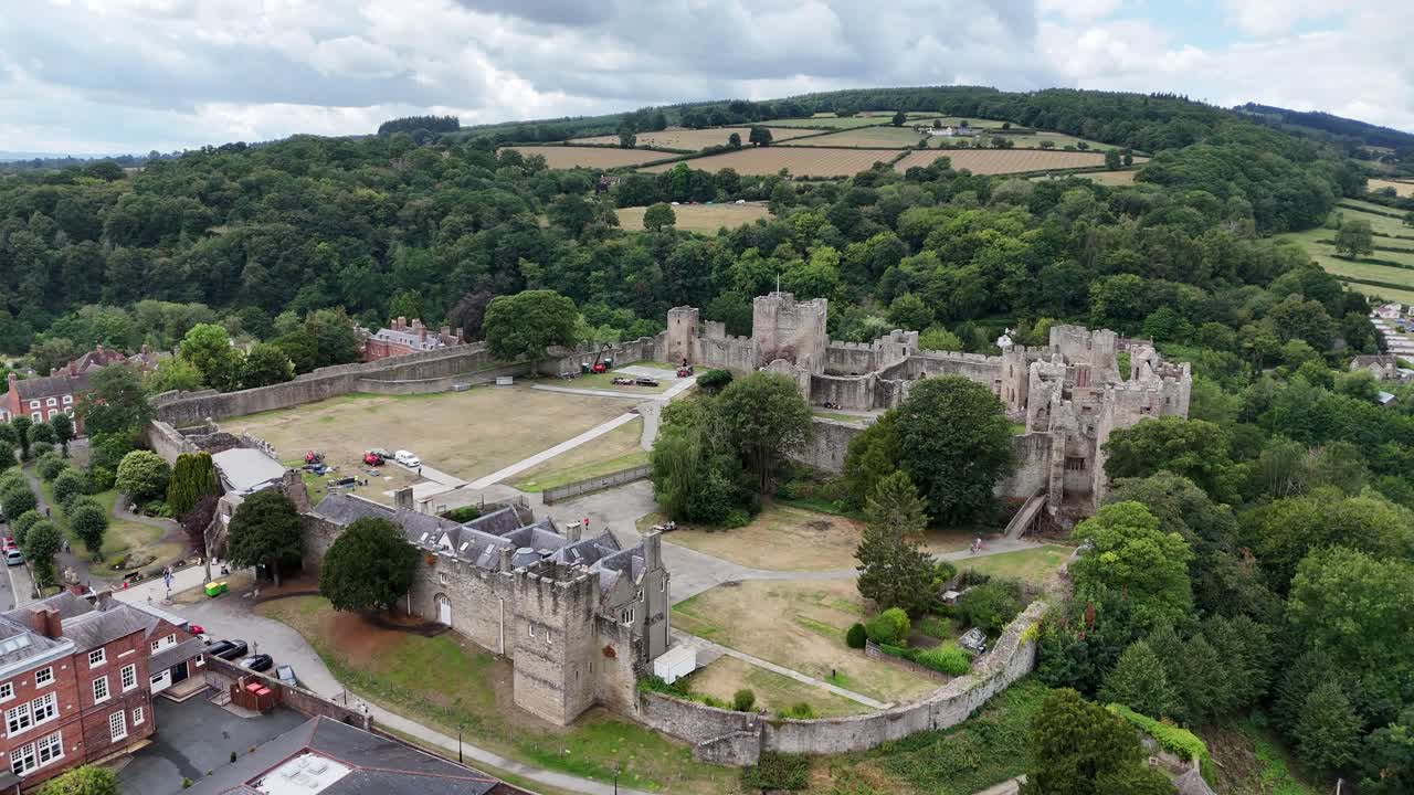 Ludlow Casltle Shropshire England historic drone,aerial